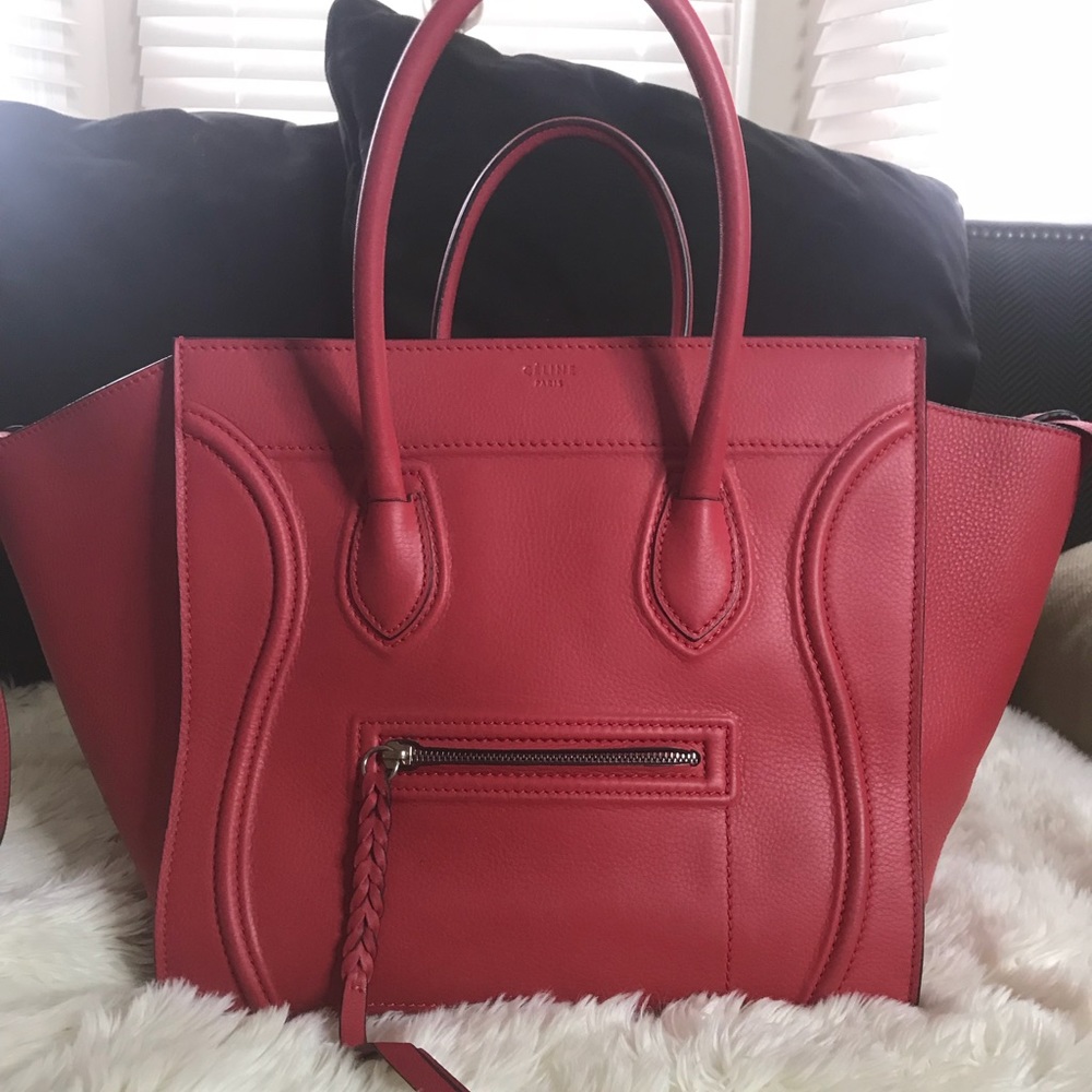 Authentic Celine Medium Phantom Vermillion tote